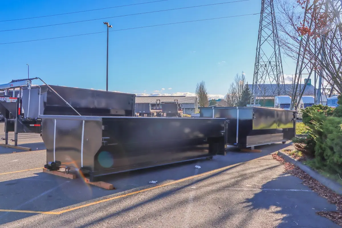 Roll-off dumpster ready for waste disposal at job site for Construction Dumpster Rental in Merrimack
